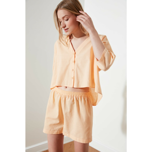 Trendyol Peach Trojan Arm Woven Pajama Set