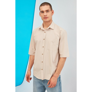 Trendyol Stone Men Boxy Fit Short Sleeve Shirt