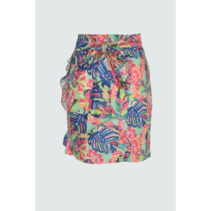 Trendyol Blue Tropical Patterned Ruffle Skirt