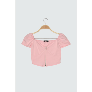 Trendyol Pink Zipper Knit Blouse