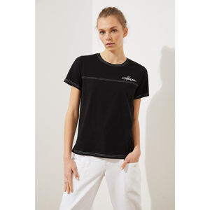 Trendyol Black Printed Basic Knitted T-Shirt