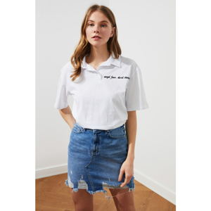 Trendyol White Loose Printed Knitted T-shirt T-Shirt