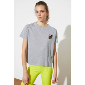 Trendyol Grey Embroidered Semi-Fitted Sports T-Shirt