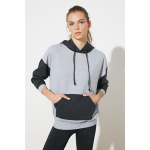 Trendyol Grey Hooded Sports Sweatshirt