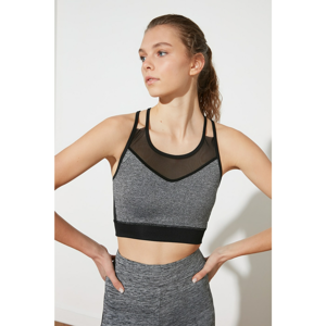Trendyol Black Supported Tulle Detail Sports Bra