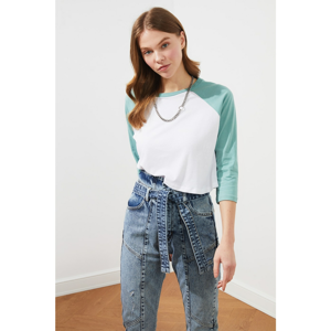 Trendyol Mint Basic Reglan Arm Knitted T-Shirt