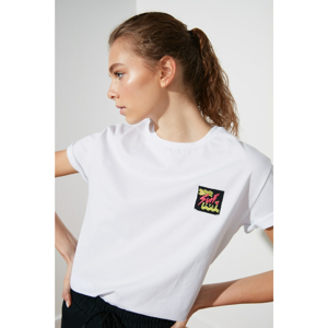 Trendyol White Embroidered Semi-Fitted Sports T-Shirt