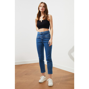 Trendyol High Waist Slim Fit Jeans WITH Blue Waist Belt DetailING