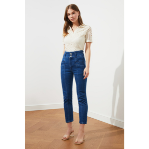 Trendyol High Waist Slim Fit Jeans WITH Navy Waist DetailING