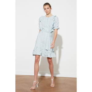 Trendyol Blue Belt Button Detailed Dress