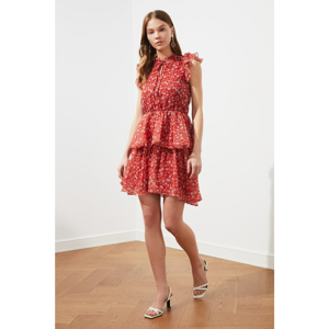 Trendyol Tile Collar Detail Ruffled Dress