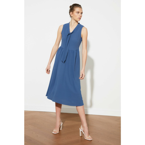 Trendyol Indigo Scarf Collar Sleeveless Dress