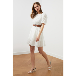 Trendyol Ecru Belted Brode Dress