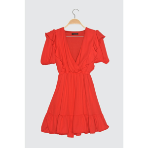 Trendyol Red Ruffled Cruiser Collar Dress