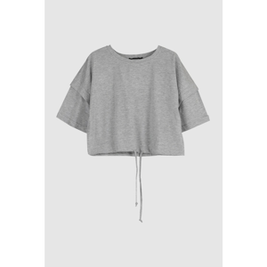 Trendyol Grey Bound Crop Knitted T-Shirt