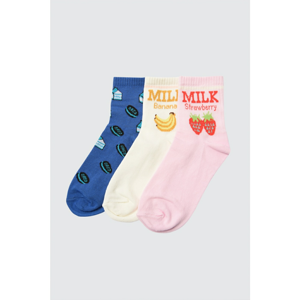 Trendyol Multicolored Fruit Patterned 3-Pack Knitted Socks