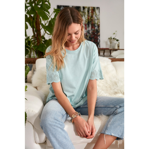 Trendyol Mint Lace DetailEd Brodeli Knitted Blouse