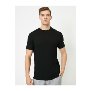 Koton Men's Black Bike Collar T-Shirt