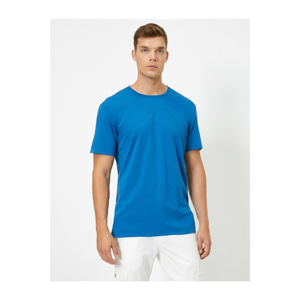 Koton Men's Blue Bike Collar T-shirt