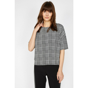 Koton Women's Black Plaid T-Shirt