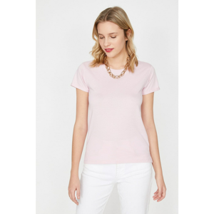 Koton Women's Pink Bike Collar Short Sleeve T-Shirt
