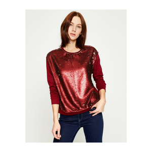 Koton Women's Burgundy Patterned Sweatshirt