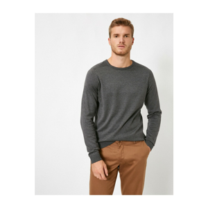 Koton Men's Gray Crew Neck Long Sleeve Knitwear Sweater