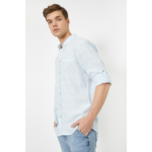 Koton Classic Collar Long Sleeve Shirt with Horizontal Stripes