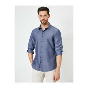 Koton Men's Classic Collar Long Sleeve Slim Fit Smart Shirt