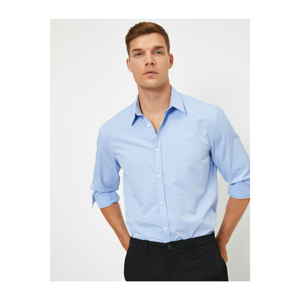 Koton Men's Blue Long Sleeve Shirt