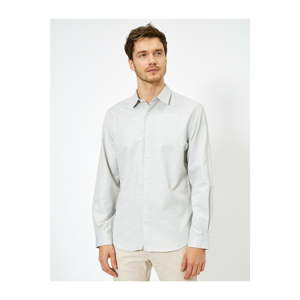 Koton Men's Grey Classic Collar Shirt