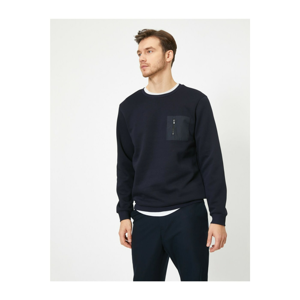 Koton Men's Navy Blue Zip Detail Sweatshirt