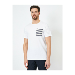 Koton Men's White Bike Collar T-Shirt