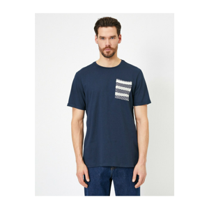 Koton Men's Navy Blue Bike Collar T-Shirt