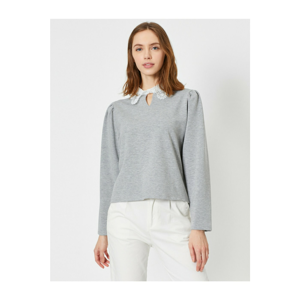 Koton Long Sleeves Tisört with Lace Collar Detail