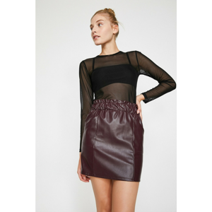 Koton Women's Burgundy Leather Looking Skirt