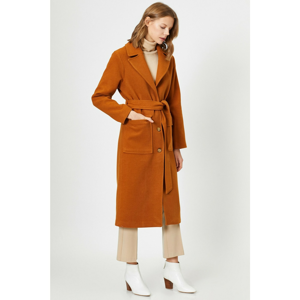 Koton Women's Brown Dowel Detail Coat