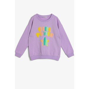 Koton Purple Girl's Letter Printed Sweatshirt