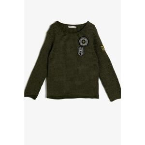 Koton Green Boy Embroidered Sweater