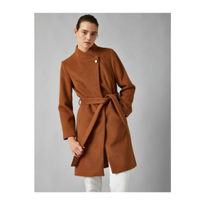 Koton Women's Brown Pocket Belted Coat