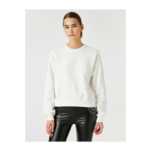 Koton Women's White Bike Collar Sweatshirt