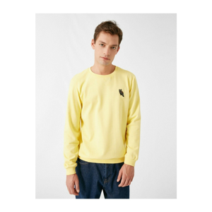 Koton Men's Yellow Bike Collar Long Sleeve Sweatshirt