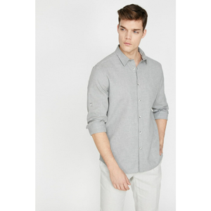 Koton Men's Grey Classic Collar Long Sleeve Shirt