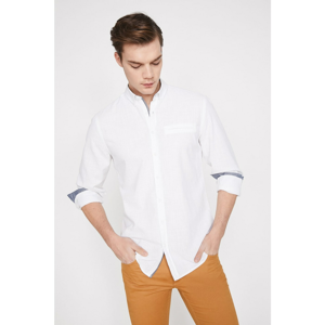 Koton Men's White Classic Collar Long Sleeve Narrow Cut Shirt