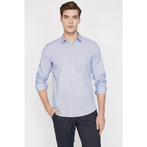 Koton Men's Navy Classic Collar Long Sleeve Pocket Detail shirt