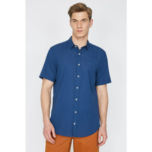 Koton Men's Navy Short Sleeve Classic Collar Shirt