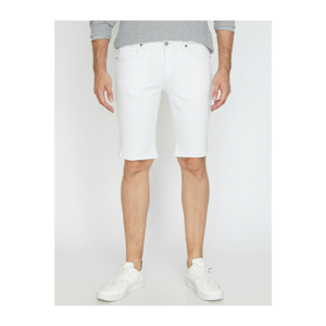 Koton Men's White Pocket Detail Jean Shorts