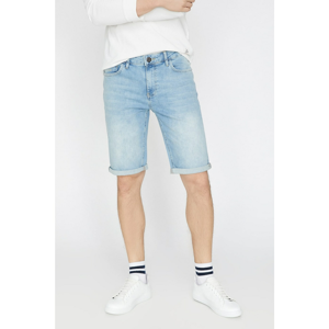 Koton Men's Blue Normal Waist Pocket Detail Jean Shorts