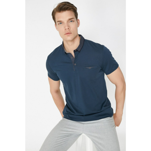 Koton Men's Navy Blue Polo Neck Short Sleeve T-Shirt