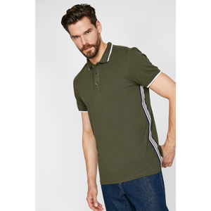 Koton Men's Green Short Sleeve Strip Detailed Polo Neck T-Shirt